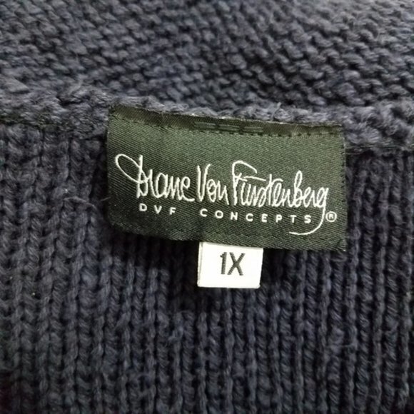Diane Von Furstenberg Sweater‎ 1X Plus Blue V-neck - Picture 3 of 8